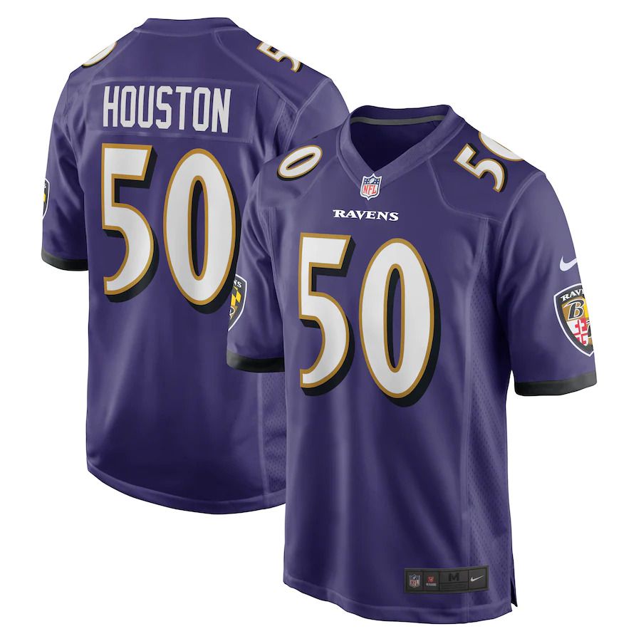 Men Baltimore Ravens 50 Justin Houston Nike Purple Game NFL Jersey